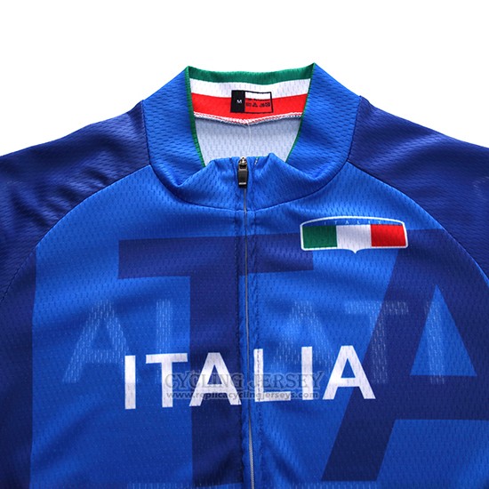 2018 Cycling Jersey Italy Blue Short Sleeve and Bib Short